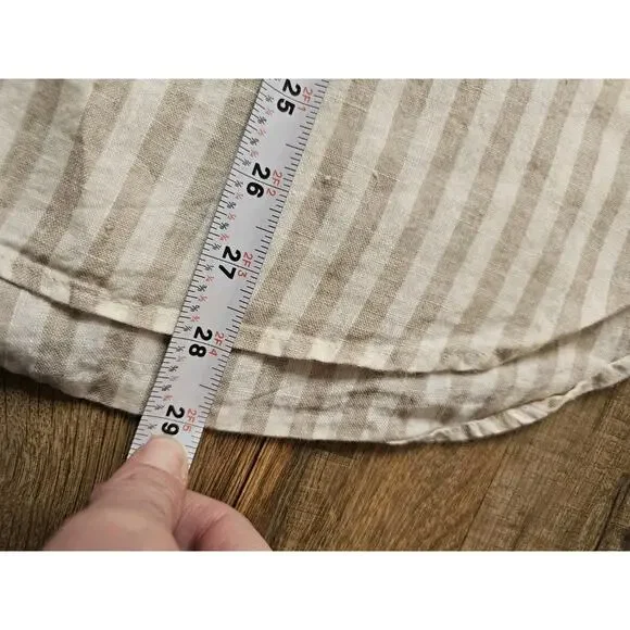 L.L Bean 100% Linen Striped Button Down Shirt Women's Size L Nautical Preppy - Picture 11 of 13